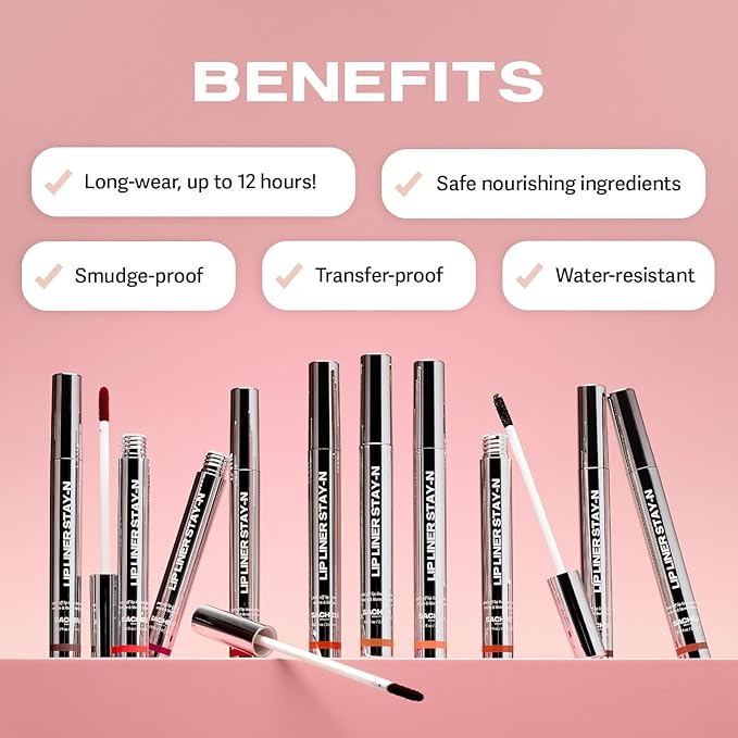 Sacheu Lip Liner Stay-N Peel Off Lip Stain — Long Lasting Matte Lip Tattoo Transfer Proof Lipstain Infused with Hyaluronic Acid & Vitamin E for All Skin Types — Vegan & Cruelty-Free, Core Bundle