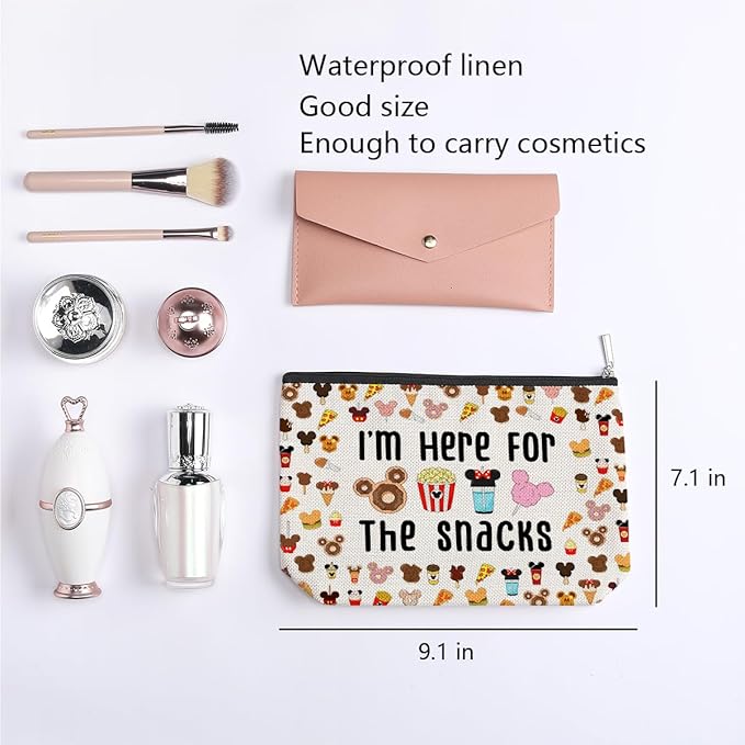 kdxpbpz Magic Kingdom Lover Gift Halloween Snacks Cosmetic Bag Snacks Bag for Travel Cute Toiletry Bag for Girls Teens Friends Makeup Organizer Zipper Pouch (for The Snacks White)