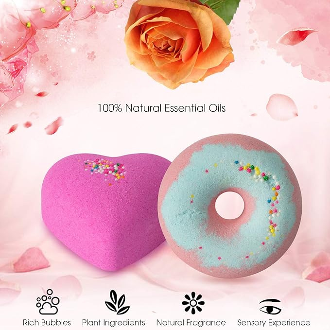 10 Bath Bombs for Kids, Bath Bomb Gift Set, Natural Bubble Bathbombs, Shea Butter Dry Skin Moisturize, Fizzy Spa Bath for Her Mom Women Kids Girls Girlfriend, Birthday, Valentines Day