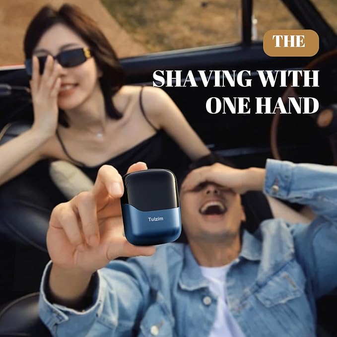 Electric Foil Shaver for Men: Portable Electric Razor for Beard/Face, 3 Floating Blade LED Display USB-C Fast Rechargeable, IPX7 Waterproof for Travel & Home,Light Blue