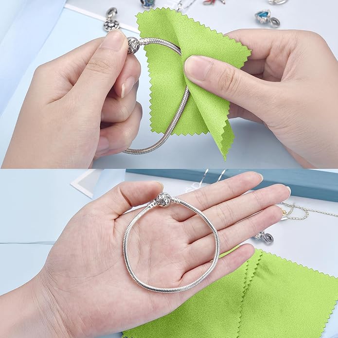 SEVENWELL 50pcs Jewelry Cleaning Cloth Pink Polishing Cloth for Sterling Silver Gold Platinum Small Polish Cloth 8x8cm