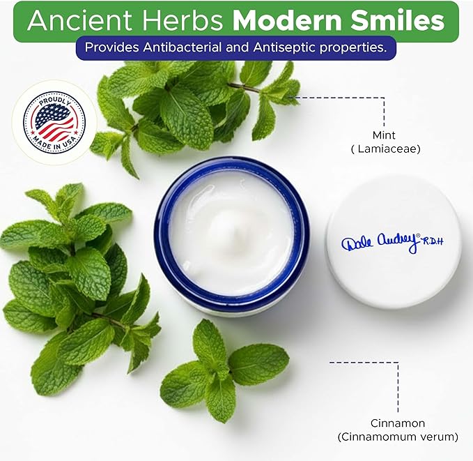 Dale Audrey Ayurvedic Mineralizing Tooth Paste, Organic Mint Flavor for Teeth Whitening and Fresh Breath, Enamel Repair Vegan Toothpaste | Natural Toothpaste Fluoride Free-3.25 Oz