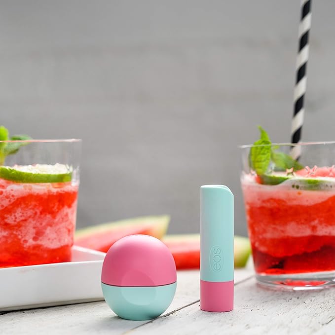 eos FlavorLab Lip Balm Stick and Sphere, Watermelon Frosé, Natural Shea Lip Products, 2 Count(Pack of 2)