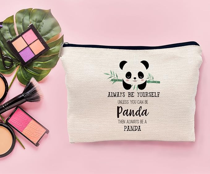 Lacosu Panda Makeup Bag, Cute Panda Bear Cosmetic Bag for Women, Travel Makeup Organizer, Black & White
