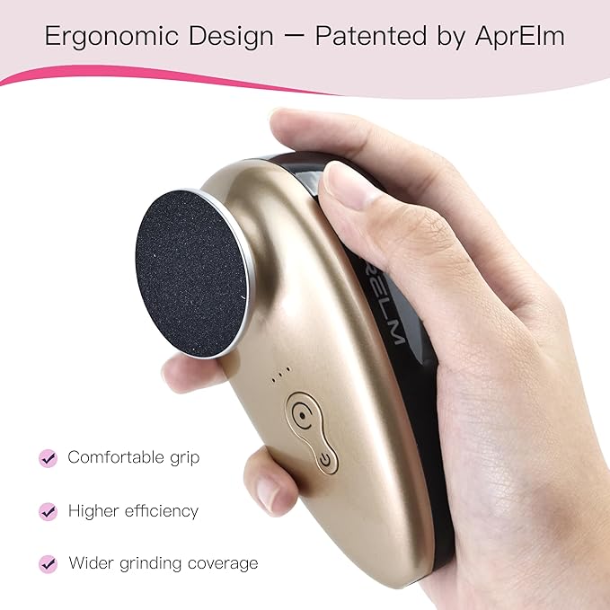 Rechargeable Electric Foot Callus Remover with 3-Sizes 120Pcs Sandpapers, Professional 1000RPM Electric Foot File with Organizer, Pedicure Tools Gifts for Women Men (E5 Black-Gold)