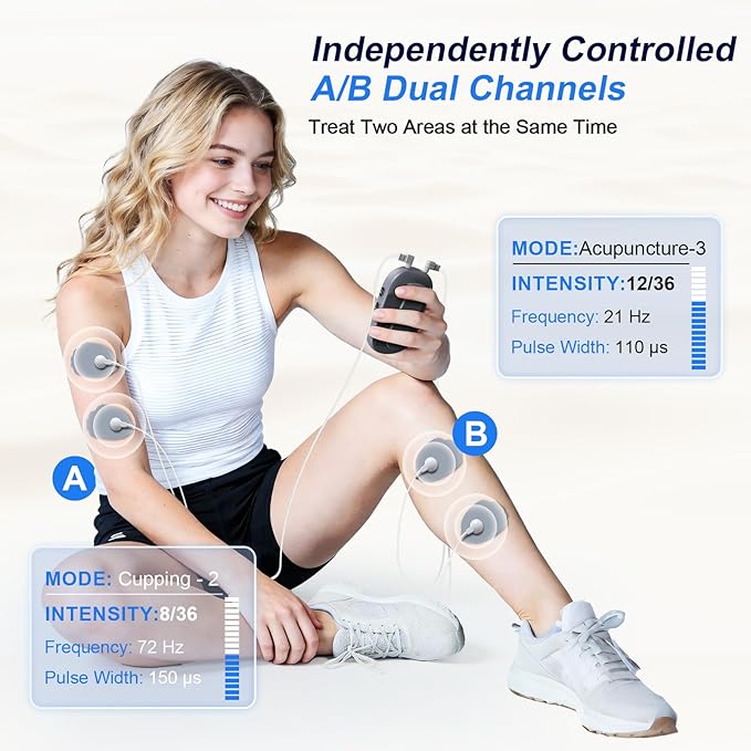 TENS Unit Muscle Stimulator for Pain Relief Therapy – 24 Modes TENS Machine & EMS Massager, Period Simulator Machine for Men & Women, Portable Muscle Stimulator for Back, Shoulder, and Neck Pain