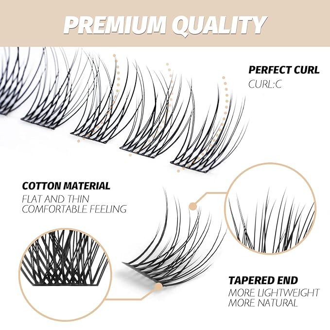 DIY Eyelash Extension Lash Clusters 120 Clusters False Eyelash 3D Effect Individual Natural Lashes Set at Home Eyelash Extension Kit Lashes Pack Natural Mixed