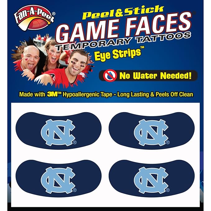 Fan-A-Peel North Carolina Waterless Temporary Tattoos - Hypoallergenic Peel and Stick Waterproof Temporary Tattoos - Officially Licensed