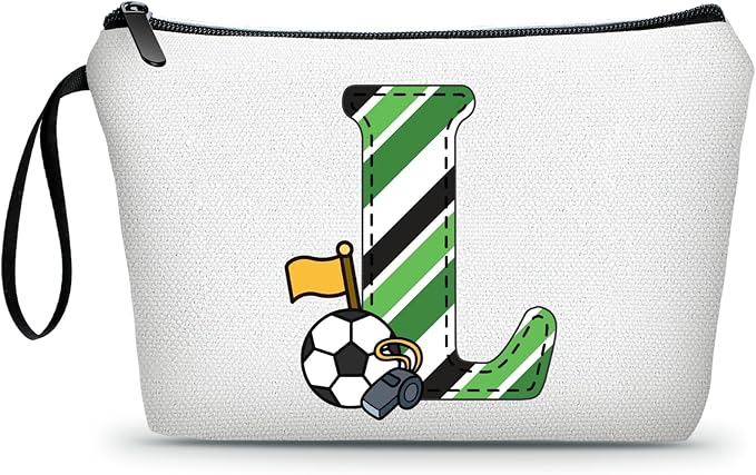 ARIOSEY Soccer Gifts Personalized Soccer Ball Cosmetic Bag for Purse Birthday Inspirational Gifts for Girls Women Team Coach Mom Stuff Travel Organizer-L