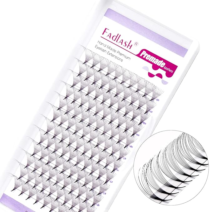 FADLASH Premade Fans Eyelash Extensions 10D 0.07 Volume Lash Fans D Curl 15mm Short Stem Handmade Volume Premade Lash Extensions Fans (10D-0.07-D-15mm)