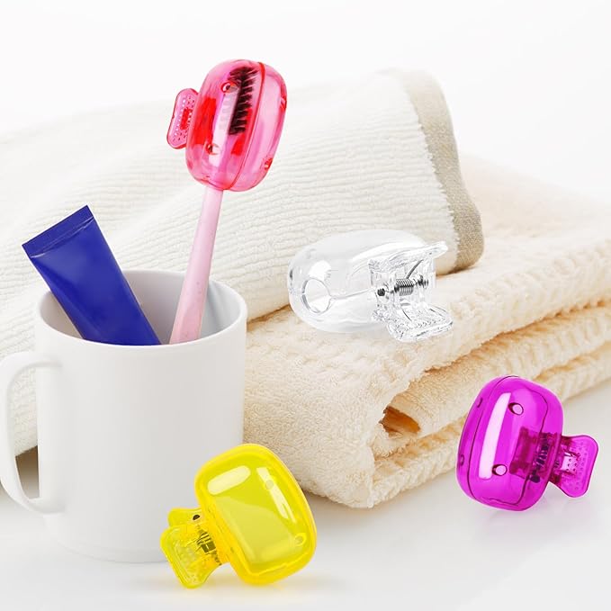 6 Pack Toothbrush Covers Portable Toothbrush Protector Coverings Clips Travel Protector Plastic Brush Pod Protection Clip Case Tooth Brush Covers for Kids Bathroom Home Travel Supplies
