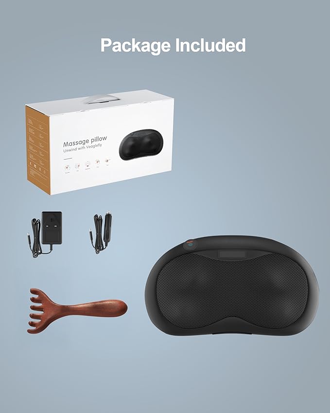 Shiatsu Neck Massager Pillow with Heat, Deep Tissue Kneading Back Massagers for Pain Relief - Neck Pillow Massager & Heated Back Massager for Shoulder, Waist, Legs - Ideal Gift for Home, Car, Office