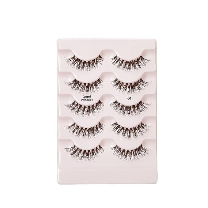 i-ENVY 30 Pairs Demi Wispies False Lashes (6 Pack), Premium Quality 100% Human Hair, Fluffy Feathered Eyelashes With Volume & Curl, Natural Look, Lightweight, Comfortable, Reusable for Everyday Wear