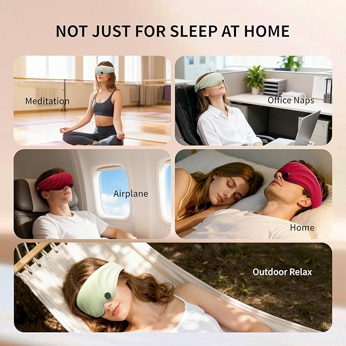 AiSleep Sleep Mask, Scented Eye Mask for Sleep, 100% Blackout Eye Mask for Women Men, 3D Contoured Cup, Zero Pressure Soft Comfortable Sleep Mask for Travel-Red