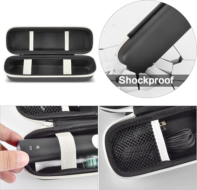 Toothbrush Travel Case Compatible with Oral-B Pro 1000 2000 3000 3500 5000 7500/ for Philips Sonicare ProtectiveClean 4100 6100 5100 6500 7500 Rechargeable Electric Toothbrush (Box Only) -White Zipper