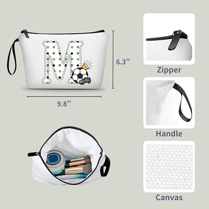 ARIOSEY Soccer Gifts Personalized Soccer Ball Cosmetic Bag for Purse Birthday Inspirational Gifts for Girls Women Team Coach Mom Stuff Travel Organizer,Christmas-M