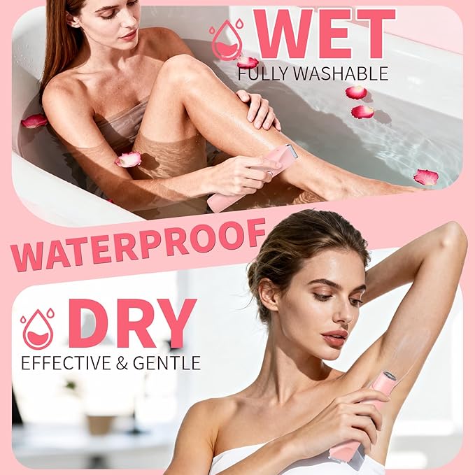 LED Display Bikini Trimmer for Women & Men, IPX7 Waterproof Wet/Dry Electric Shaver, 2-in-1 High Power Epilators Hair Removal, Rechargeable Electric Razor for Pubic, Face, Underarms & Legs