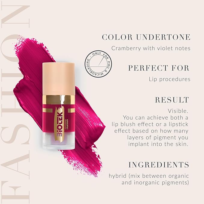Biotek Lip Pigment for Permanent Makeup - Black Cherry Color for Lip - Made in Italy - Fashion 0,24 fl.oz.