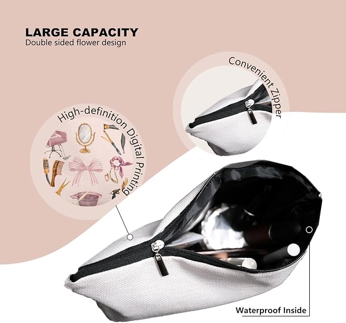 EKGJW Pink Hairstylist Makeup Bag for Women, Cute Cosmetology Student Gifts,Hairdresser Travel Organizer Bag, Aesthetic Salon Accessory Pouch, Gifts for Teen Girls 7.5 x 10 in