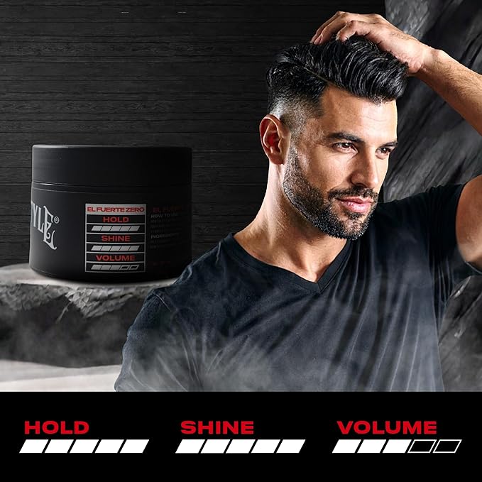 Papichulo Style Deluxe Pomade “El Fuerte Zero” – Strong Hold, High Shine, Adds Volume – Unscented, Water-Based, Flake-Free, Easy Washout, Paraben-Free – Made in USA - 4 oz