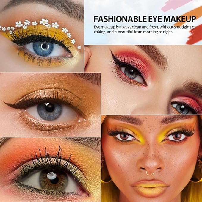 9-Color Yellow Gold Eyeshadow Palette–High Pigment Matte Shimmer Glitter Eyeshadow Palette in Warm Orange, Lemon & Brown Shades,Long-Lasting Waterproof, Blendable for Creative & Everyday Looks