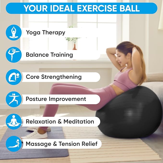 APEXUP Yoga Ball Exercise Ball Anti Slip Heavy Duty for Fitness, Balance & Core Workout