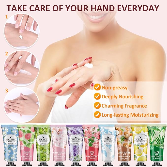 56 Pack Hand Cream Gifts Set, Valentines Day Gifts for Her, Bulk Hand Lotion Travel Size for Dry Cracked Hands, Mini Hand Lotion for Mothers Day Gifts, Bridal Shower Favors and Teacher Gifts for Women