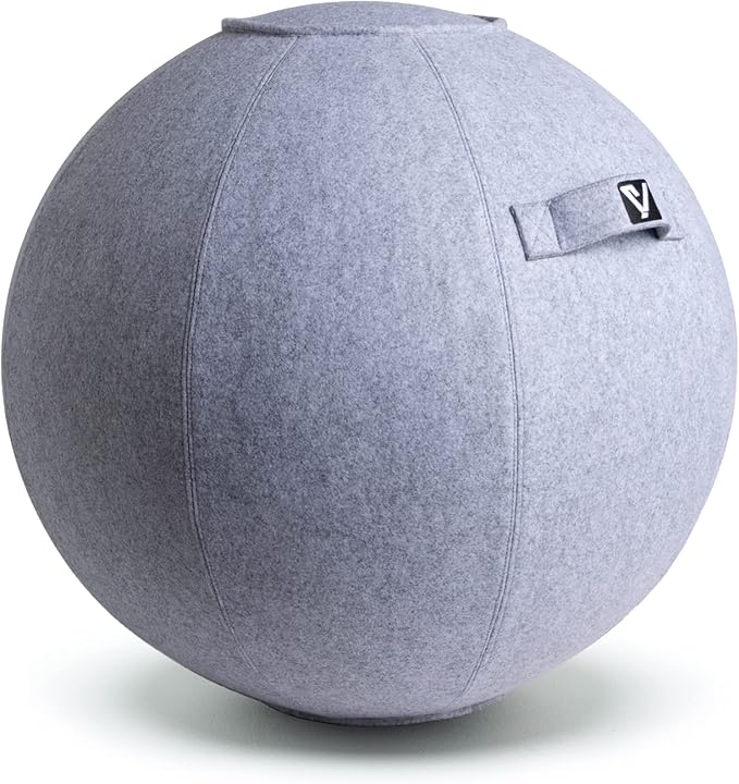 Sitting Ball Chair for Office and Home, Pilates Exercise Yoga Ball with Cover for Balance, Stability and Fitness, Ergonomic Posture Exercise Ball Seat with Handle and Pump