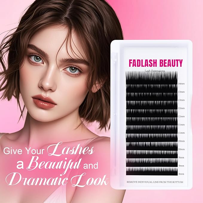Lash Extension 0.1 L Curl 8-14mm Individual Lashes Mixed Tray Classic Lash Extensions Premium Silk Matte Dark Eyelash Extensions Professional Supplies(0.1-L,8-14mm)