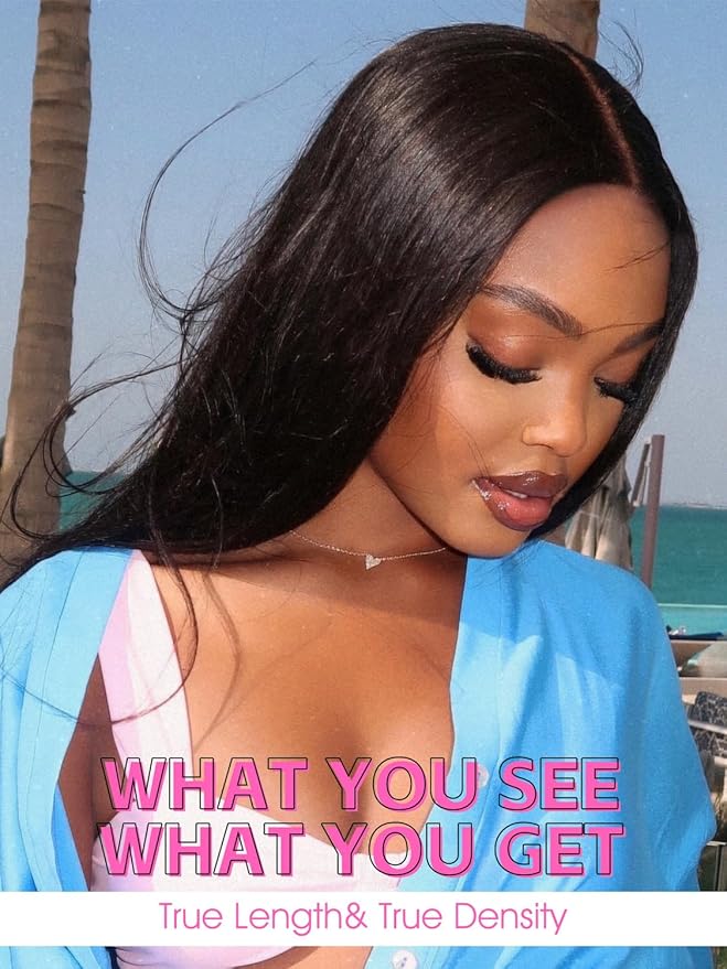 ORIGINAL QUEEN Straight Wear Go Glueless Wigs Human Hair Upgrade 9x6 T-Part Pre Cut Lace Straight Wig Pre-Plucked Flip Over Beginner Friendly with Drawstring 180% Density 28 Inch