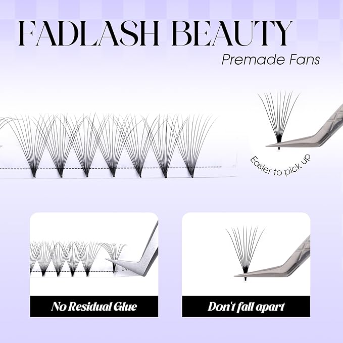 Premade Fans Eyelash Extensions 0.07D Curl Individual Lashes 14D Premade Easy Fan Lashes Soft Lash Extensions 15mm for Professional Salon Use(0.07D-15mm)