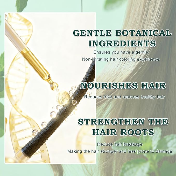 Mild Formula Long Lasting Hair Dye Set, Plant Extracts Hair Color for Gray Coverage, Herbal Hairs Dyes, Nourishing, Natural, Long-Lasting Shampoo 210ML (Chestnut Brown)