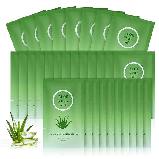 Travel Size Aloe Vera Gel Bulk Mini Natural Organic Aloe Vera Lotion, Individually Wrapped Moisturizer Soothing After Sun Aloe Cream for Face Body Skin Care Outdoor Vacation 0.34 Fl Oz (Pack of 30)