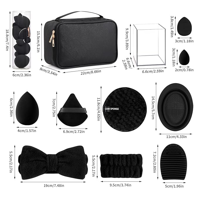 MAGEFY Makeup Brushes 37 Pcs Makeup Kit, Multi-functional Makeup Tool Set with Double-End Powder Blush Eyeshadows Brush Make up Brushes Set Bag,Black
