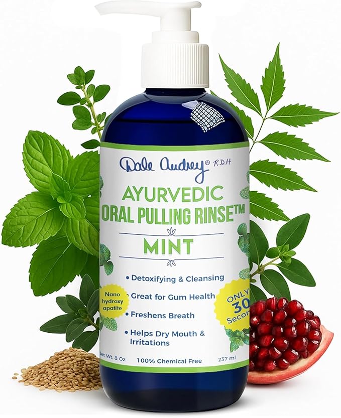 Dale Audrey Nano Hydroxyapatite Mouthwash Oil Pulling for Teeth and Gums | Mint Flavored Organic Mouthwash for Bad Breath | Essential Oils for Teeth Whitening & Fresh Breath Natural Mouthwash 8 oz