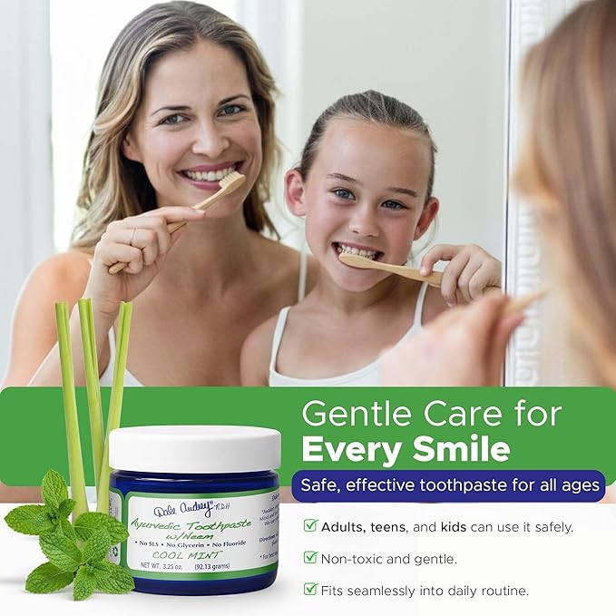 Dale Audrey Ayurvedic Mineralizing Tooth Paste, Organic Mint Flavor for Teeth Whitening and Fresh Breath, Enamel Repair Vegan Toothpaste | Natural Toothpaste Fluoride Free-3.25 Oz