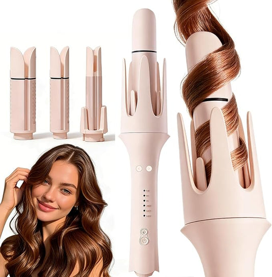 Automatic Curling Iron Rotating – 3-in-1 Self Curling Hair Curler with 3 Barrel Sizes for Loose Waves to Tight Curls, Negative Ion Ceramic, Anti-Tangle & Fast Heating, Safe Styling for All Hair Types