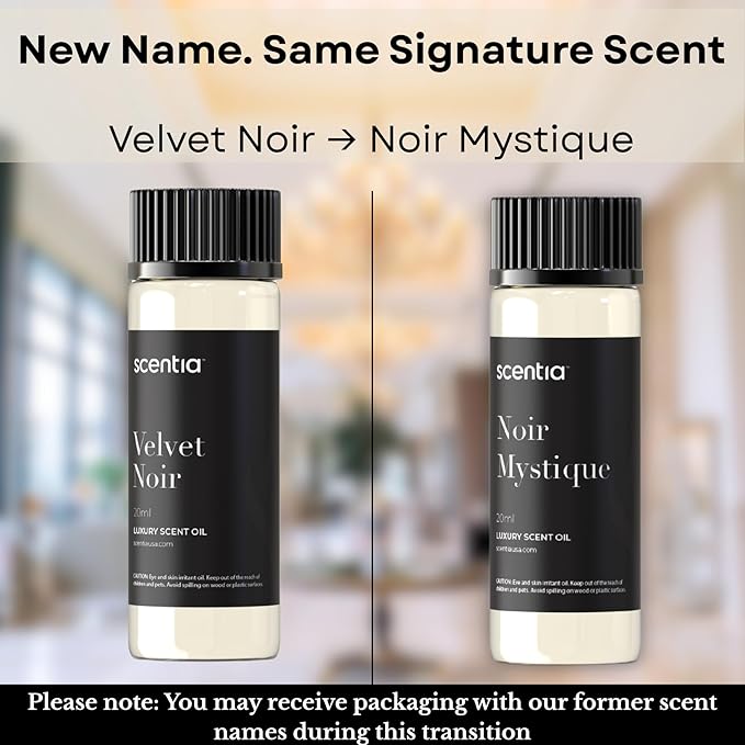 Scentia Noir Mystique -Premium Fragance Collection 20 ml (0.67 fl oz) | Essential Oil Blend of Rose, Bergamot, Lemon & Musk | Luxury Aroma for Aromatherapy Diffusers & Humidifiers, Made in USA