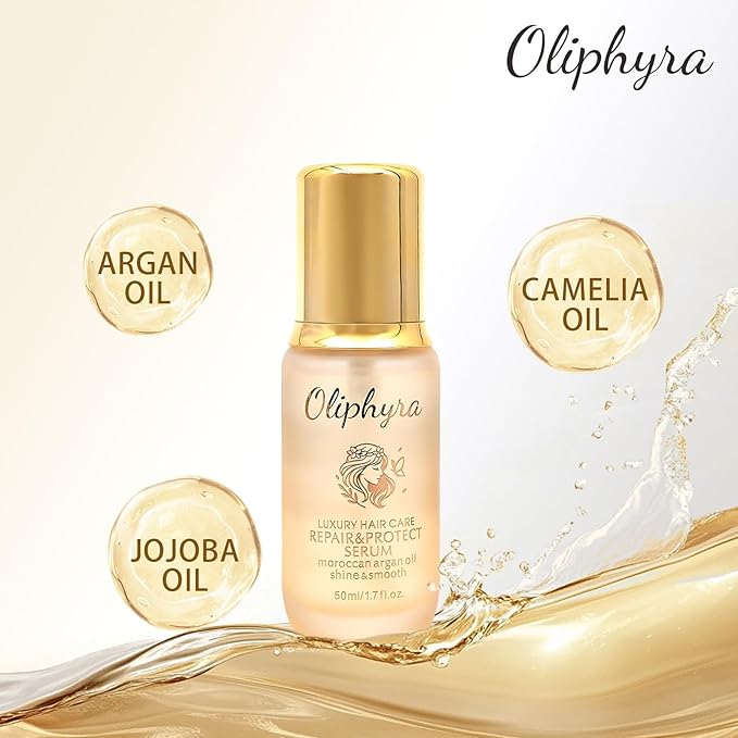 Hair Oil with Argan and Jojoba Seed, Weightless Hair Care Serum for Damage Repair, Frizz, Split Ends & Shine - Heat Protectant Treatment - Paraben, Phthalate & Sulfate Free - 1.7 Fl Oz