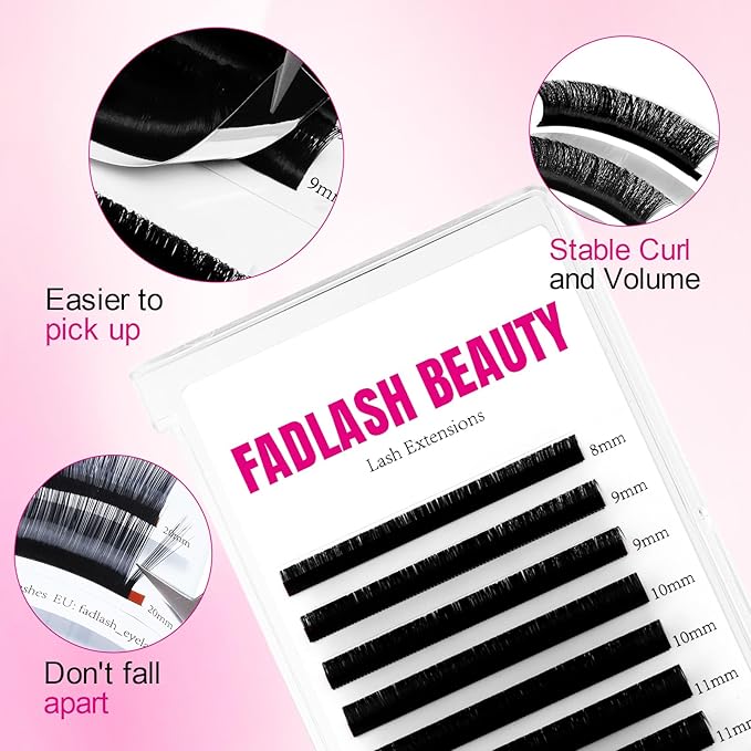 Lash Extension 0.2 C Curl Classic Lash Extensions 8-14mm Mixed Tray Soft Matte Dark Eyelash Extension Professional Supplies for Eyelash Techs(0.2-C,8-14mm)