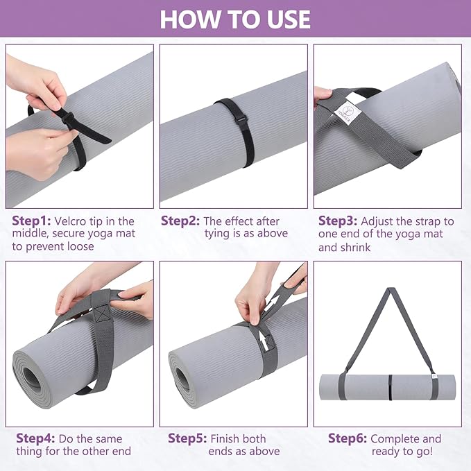 YOGAER Yoga Mat Carrier Strap, Adjustable Thick Straps Sling for Carrying Large Mats, Stretching Band