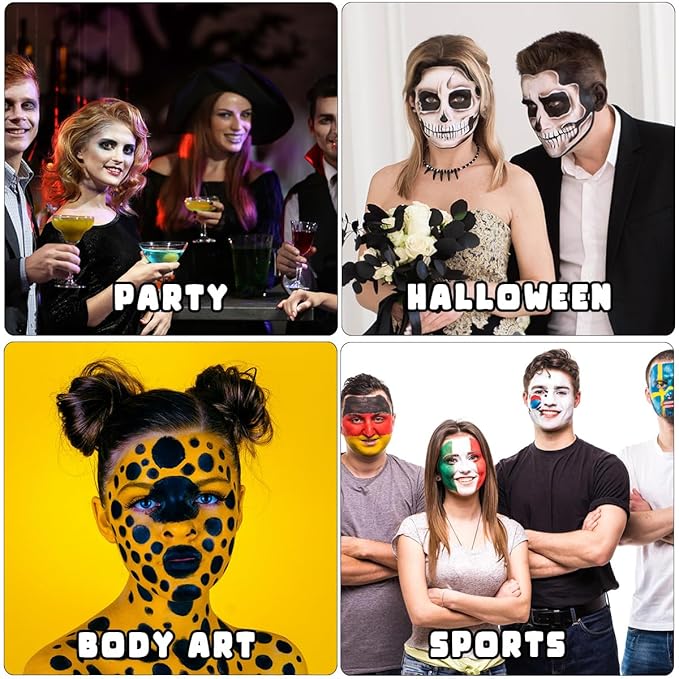 Bowitzki 14 Colors Face Body Paint Set Cream Makeup 20ml Water Based Face Painting Special Effects For Adults Halloween Christmas Party Stage Cosplay 0.7OZ Each