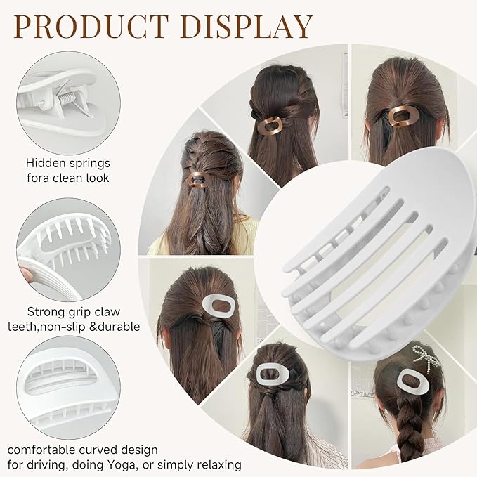 4 PACK Women's Flat Claw Hair Clips And 7 PIECES Wedding Hair Accessories, Elegant Hair Accessories For Thick & Thin Hair, Ideal For Valentines, Christmas, Wedding And Work & Daily Styling (C)