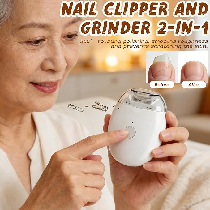 Universal Automatic Fingernail Grinder,2026 New Portable Electric Nail Clipper with LED Light and 3 Speeds,Silent Auto Fingernail Cutter and Polishing Trimmer, for Whole Family (1PCS)