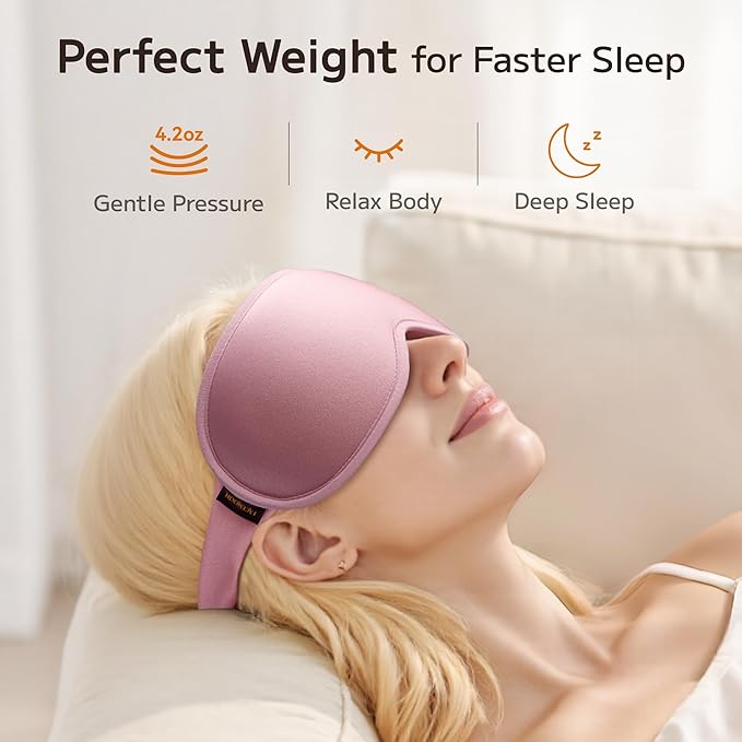 Weighted Eye Mask for Sleeping 2 Pack: Gentle Pressure Blackout Sleep Mask - Zero Eye Pressure Lash Extension Eye Covers Women Men - Airplane Travel Essentials, Memory Foam, Black Pink