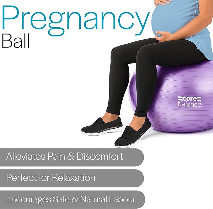 Core Balance Exercise Ball, Stability Ball for Yoga, Pilates and Fitness, Gym Ball for Home Gym and Office Chair, Training, Physical Therapy, Anti Burst, Pump Included, 55cm 65cm 75cm 85cm