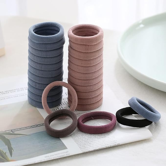 100 Pcs Thick Seamless Hair Ties, Ponytail Holders Hair Accessories No Damage for Thick Hair, Valentine's Day Valentine's Day Gift (Natural Colors)
