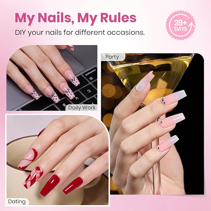 Beetles Gel Nail Tips Flat-X - Coffin Medium, 160pcs 16 Sizes, Pre-Etched Half Matte Full Cover Soft Acrylic False Nail Tips Clear Press on Easy DIY Nail Extension Salon for Flat & Natural Nail Beds