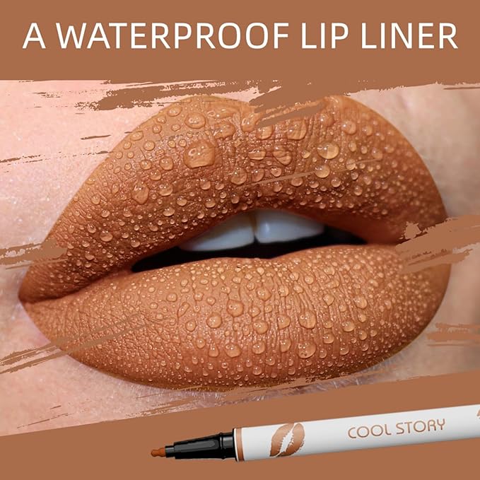 COOL STORY Matte Lip Liner Pencil - Waterproof, Non-Fading, Long-Lasting Plump Effect for Fuller Lips Makeup, Soft & Smooth Texture Easy Glide Lipstick 05#