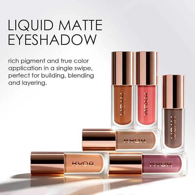 KYDA Liquid Matte Eyeshadow, Soft Matte Pink Eyeshadow, Long-wearing Crease-Resistant Velvet Eyes Tint, Smooth Cream-to-Powder Texture, Multiuse Makeup for Eyes, Cheeks and Lips